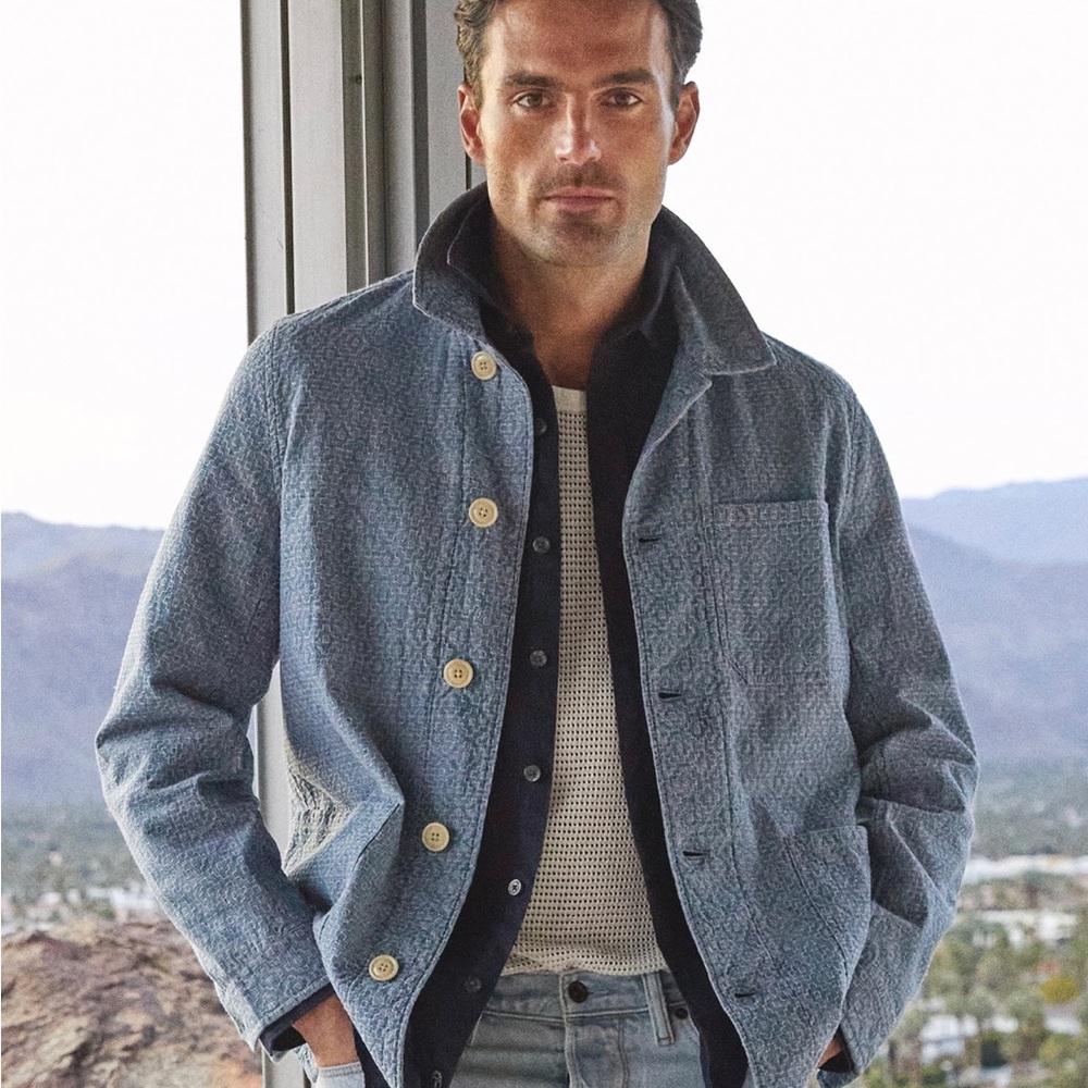 Todd Snyder Chore Coat L - Blue Chambray, Embroidered